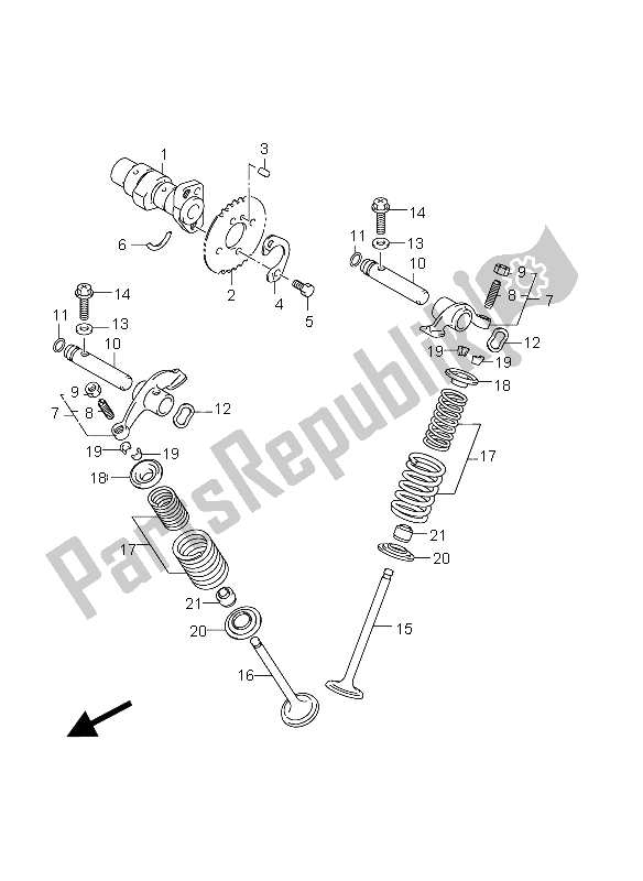 All parts for the Cam Shaft & Valve of the Suzuki DR Z 125 SW LW 2012