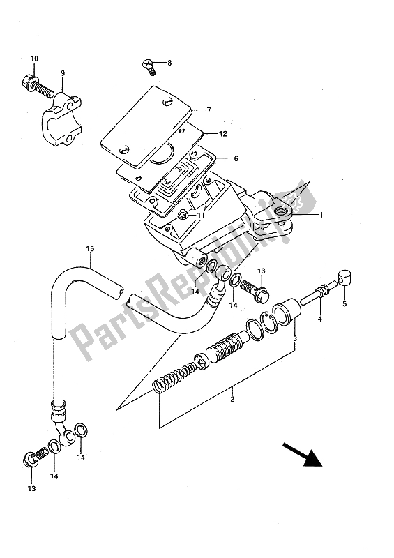 All parts for the Clutch Master Cylinder (e18-e39) of the Suzuki GSX R 1100 1991