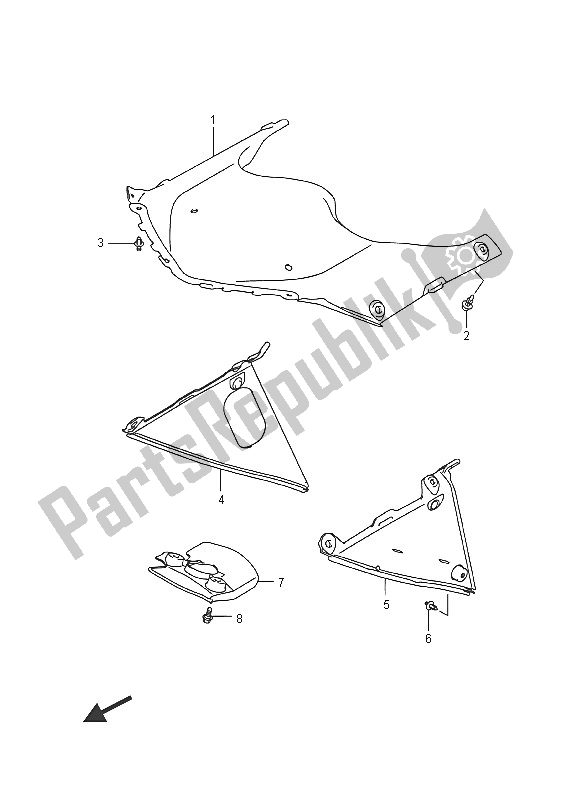 All parts for the Inner Cowling of the Suzuki GSX R 750 2016