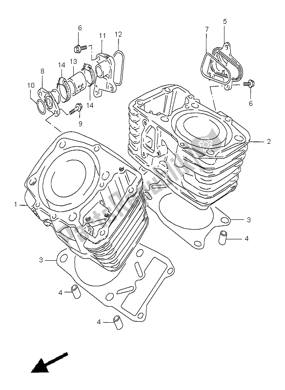 All parts for the Cylinder of the Suzuki VZ 800 Marauder 2001