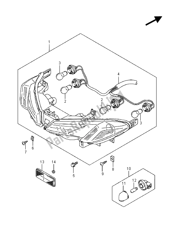 All parts for the Rear Combination Lamp of the Suzuki UH 125A Burgman 2015