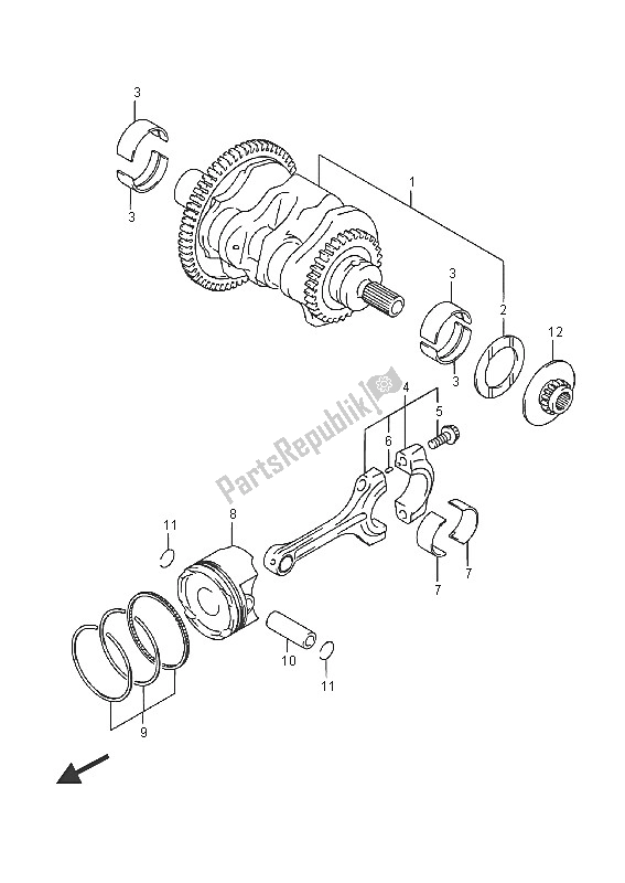 All parts for the Crankshaft of the Suzuki AN 650Z Burgman Executive 2016