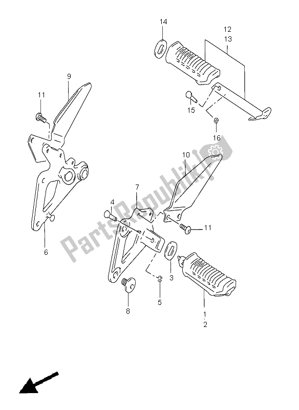 All parts for the Footrest of the Suzuki GS 500E 1999