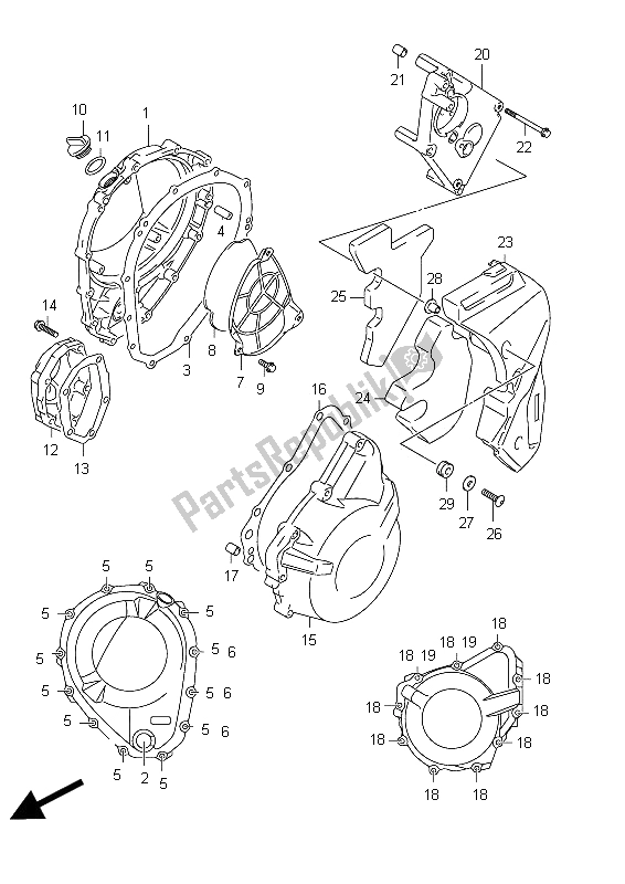 Alle onderdelen voor de Carter Deksel van de Suzuki GSF 1250 SA Bandit 2012