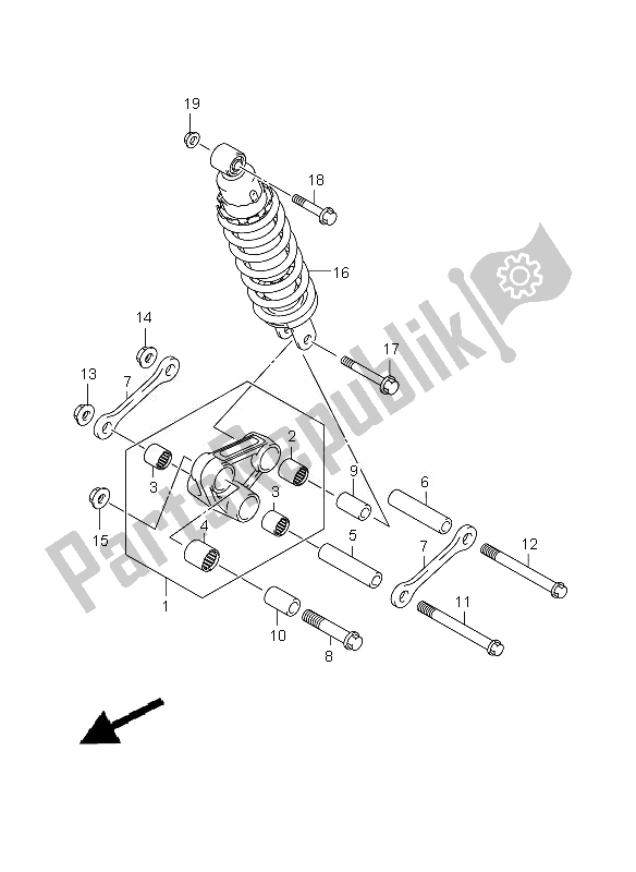 All parts for the Rear Cushion Lever of the Suzuki SFV 650A Gladius 2010