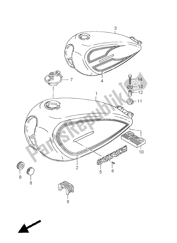 Tutte le parti per il Serbatoio Di Carburante del Suzuki GN 125E 1998