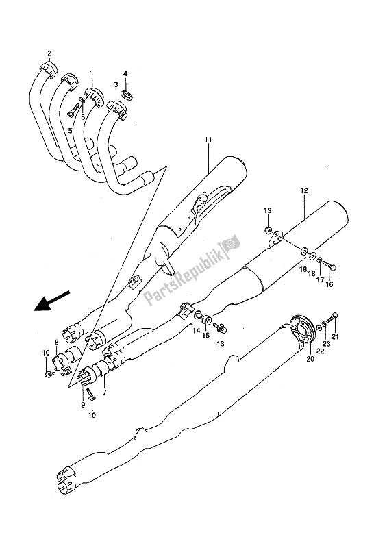 Tutte le parti per il Silenziatore del Suzuki GSX 1100F 1992