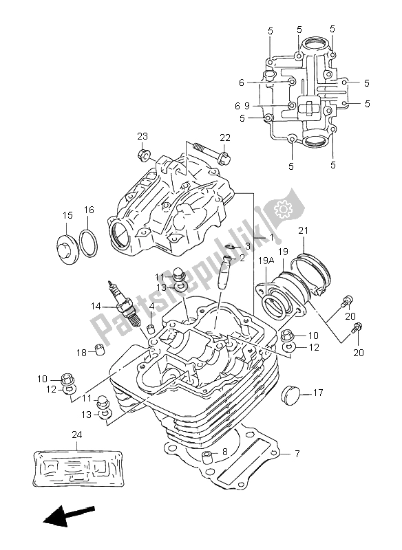 All parts for the Cylinder Head of the Suzuki DR 125 SE 2000