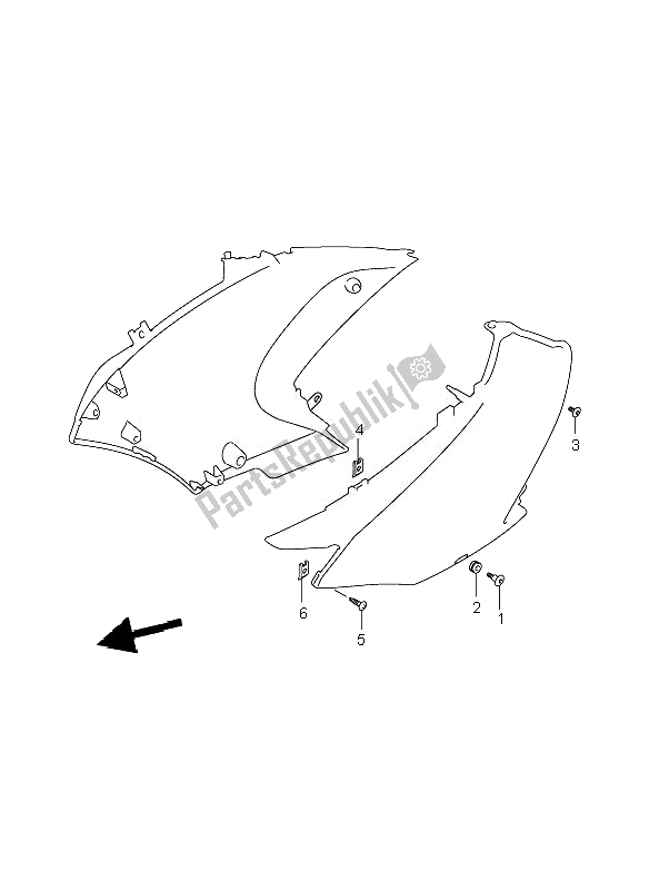 Tutte le parti per il Parti Di Installazione Della Carenatura Laterale del Suzuki DL 650A V Strom 2010