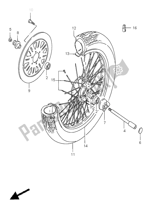 Wszystkie części do Przednie Ko? O Suzuki VS 1400 Intruder 1998