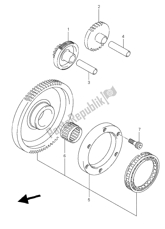 All parts for the Starter Clutch of the Suzuki LT A 400F Eiger 4X4 2002