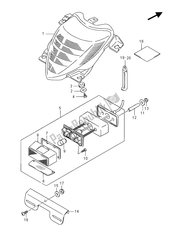 All parts for the Rear Combination Lamp (vzr1800z E19) of the Suzuki VZR 1800 M Intruder 2014