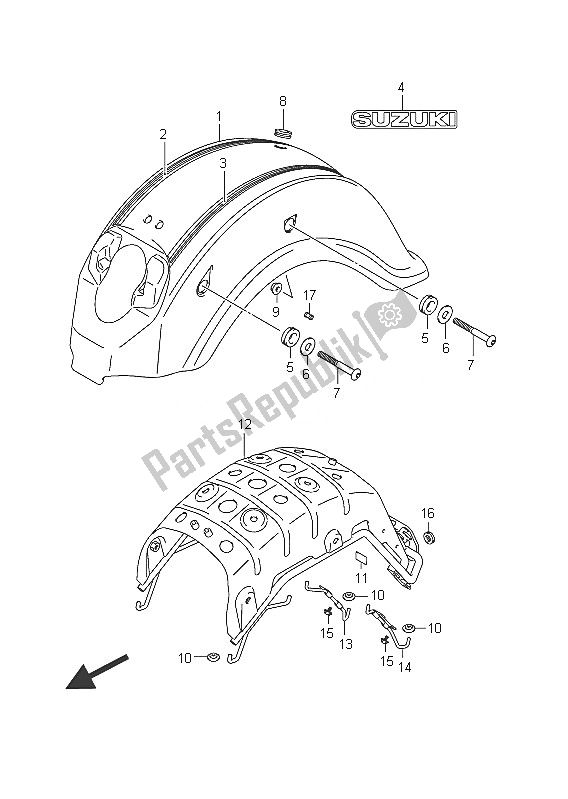 Tutte le parti per il Parafango Posteriore (vl800t E24) del Suzuki C 800 VL Intruder 2011