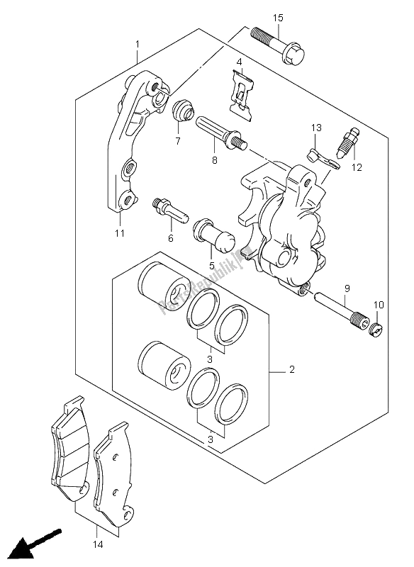 Tutte le parti per il Pinza Anteriore del Suzuki RM 250 2005