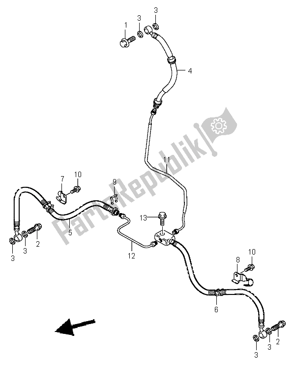 All parts for the Front Brake Hose of the Suzuki LT A 400F Eiger 4X4 2004