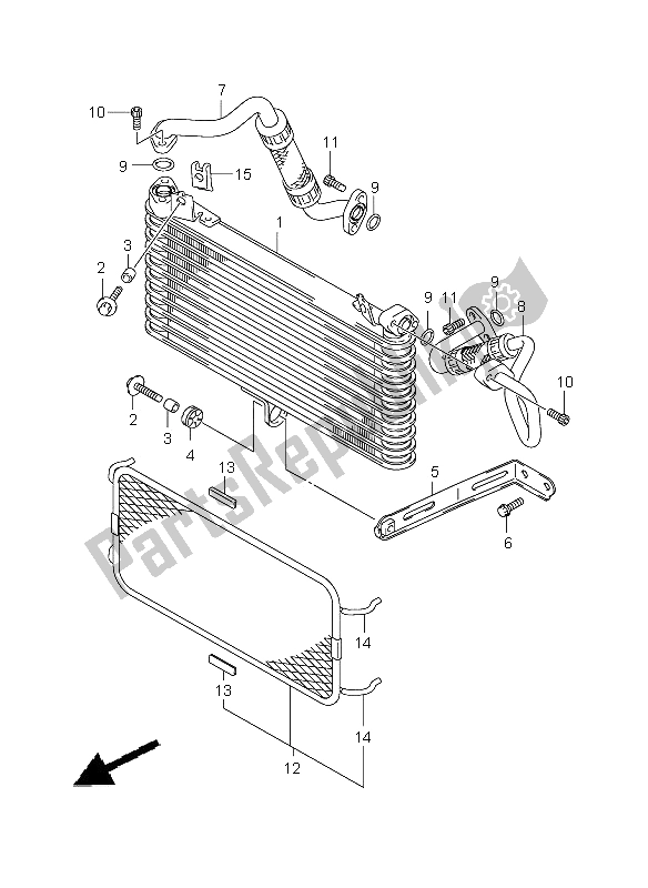 All parts for the Oil Cooler of the Suzuki GSX 1300R Hayabusa 2008