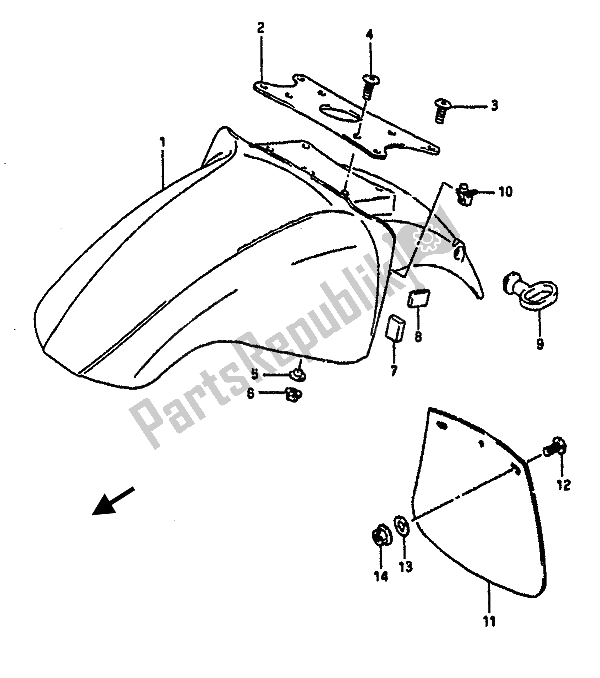Toutes les pièces pour le Garde-boue Avant du Suzuki GSX R 1100 1987