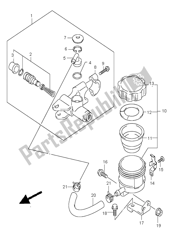 All parts for the Front Master Cylinder (sv650s-su) of the Suzuki SV 650 NS 2004