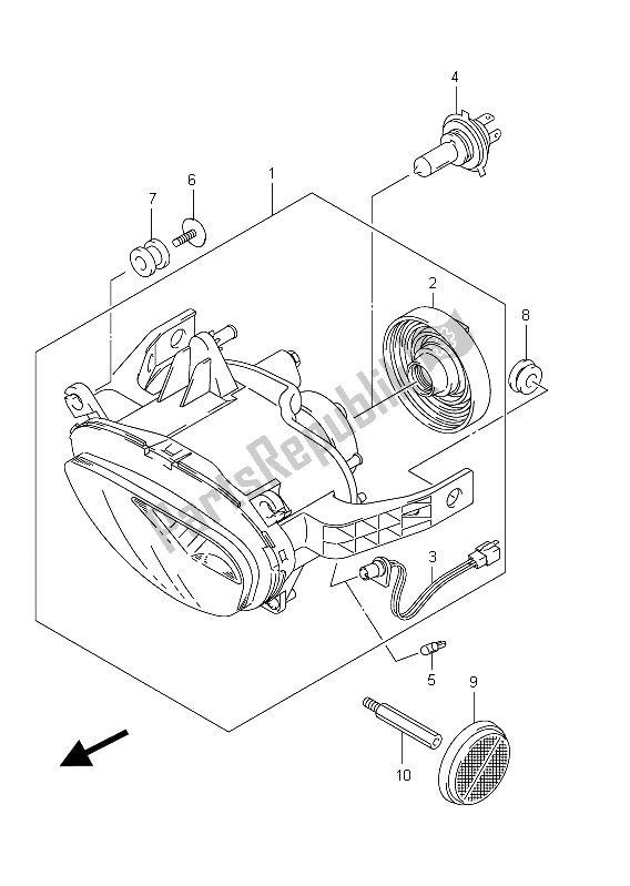 All parts for the Headlamp Assy (vz800 E24) of the Suzuki VZ 800 Intruder 2011