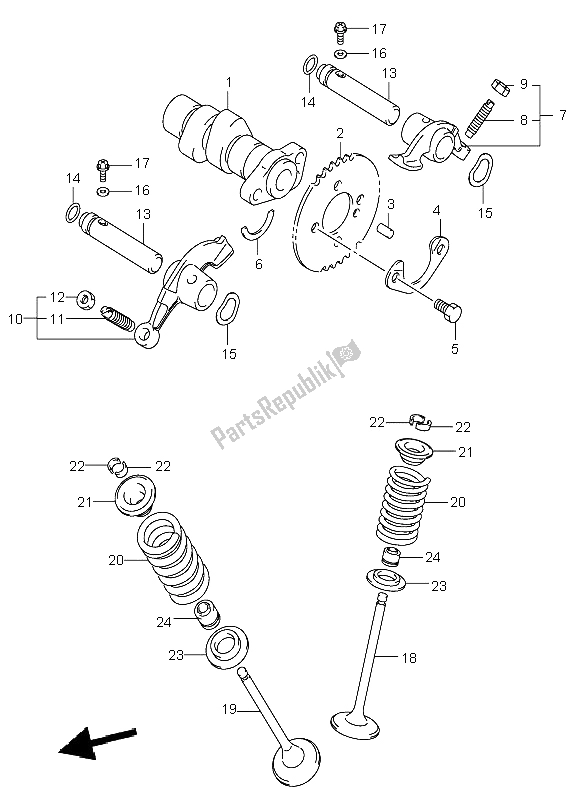 Toutes les pièces pour le Arbre à Cames Et Soupape du Suzuki LT F 250 Ozark 2003