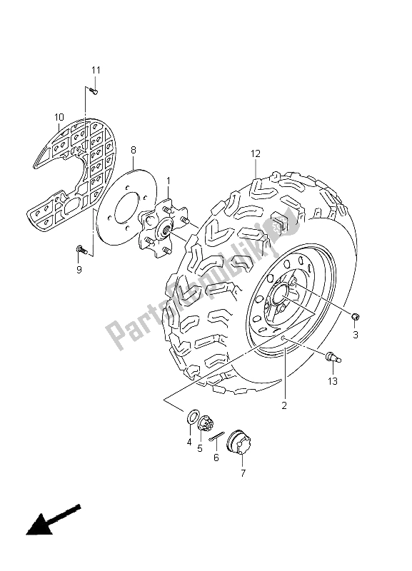 All parts for the Front Wheel (lt-a400f P17) of the Suzuki LT A 400Z Kingquad ASI 4X4 2012