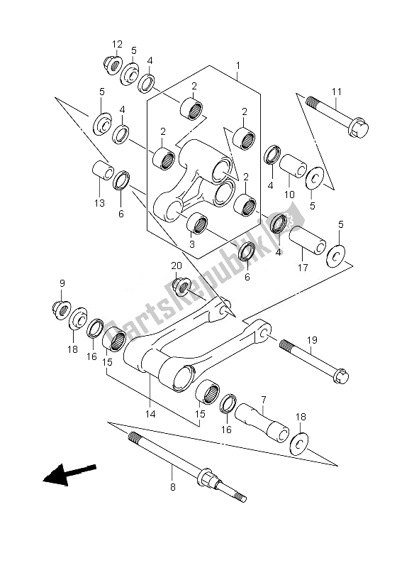 All parts for the Rear Cushion Lever of the Suzuki RM Z 250 2007