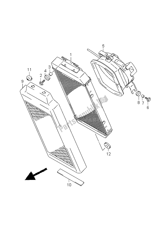 All parts for the Radiator of the Suzuki VZ 800Z Intruder 2008