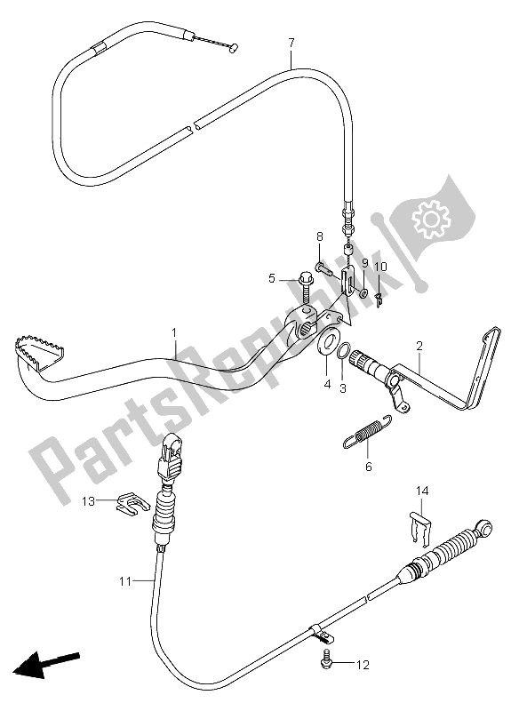 All parts for the Rear Brake of the Suzuki LT A 500F Vinson 4X4 2006