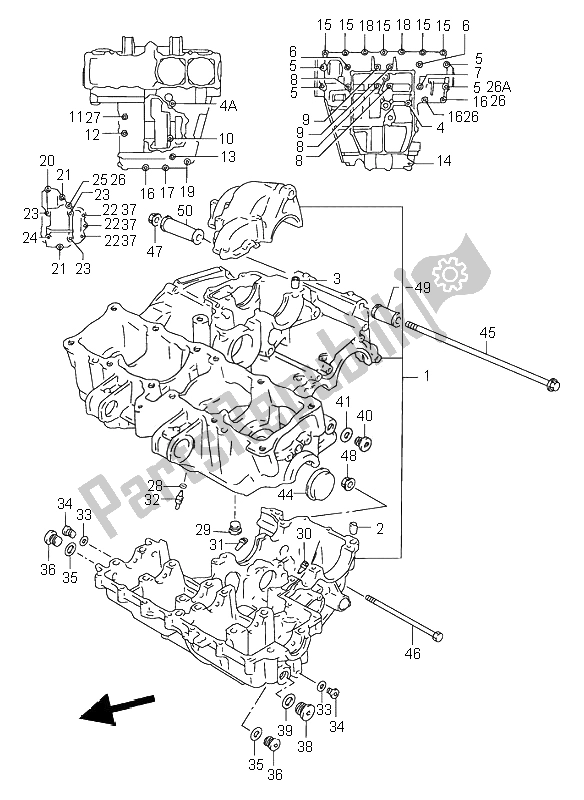 All parts for the Crankcase of the Suzuki RF 900R 1995