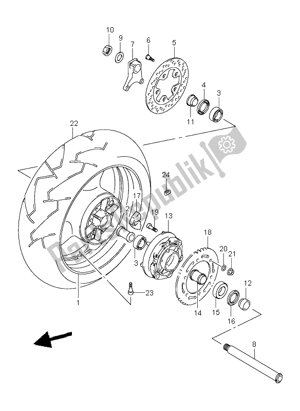 Toutes les pièces pour le Roue Arrière du Suzuki GSX 1300R Hayabusa 1999