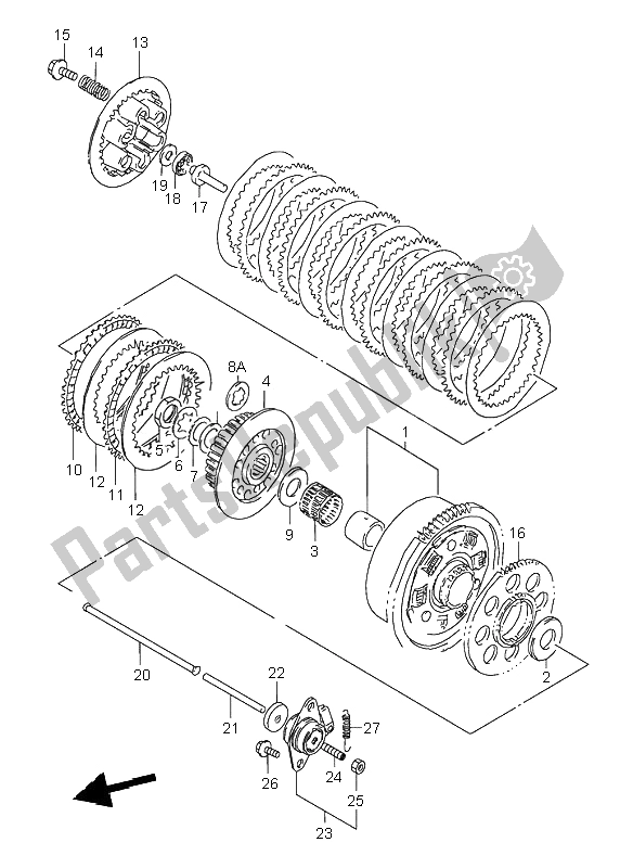 All parts for the Clutch of the Suzuki GSX 600F 1996