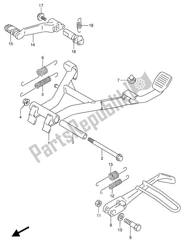 All parts for the Stand & Rear Brake of the Suzuki VX 800U 1991