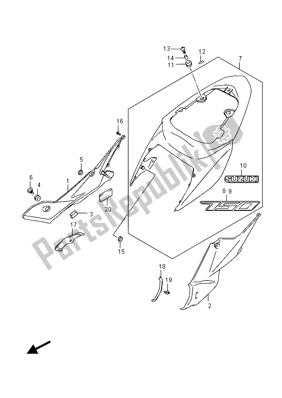 Tutte le parti per il Copertura Del Telaio del Suzuki GSR 750A 2015