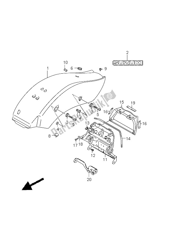 All parts for the Rear Fender (vz800) of the Suzuki VZ 800Z Intruder 2009