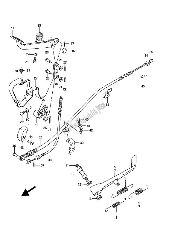 Tutte le parti per il Cavalletto E Freno Posteriore del Suzuki VS 750 FP Intruder 1988