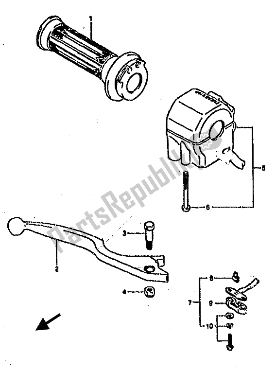 All parts for the Right Handle Switch of the Suzuki RG 500C Gamma 1987