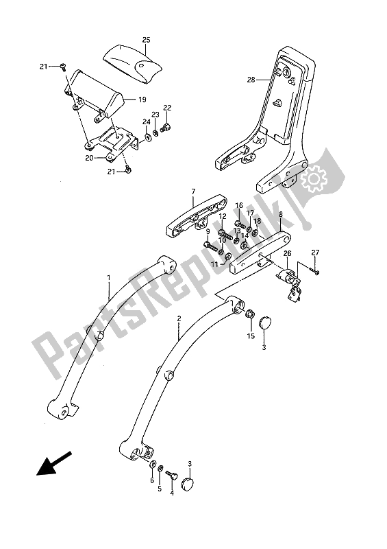 All parts for the Pillion Rider Handle (e22) of the Suzuki VS 1400 Glpf Intruder 1994