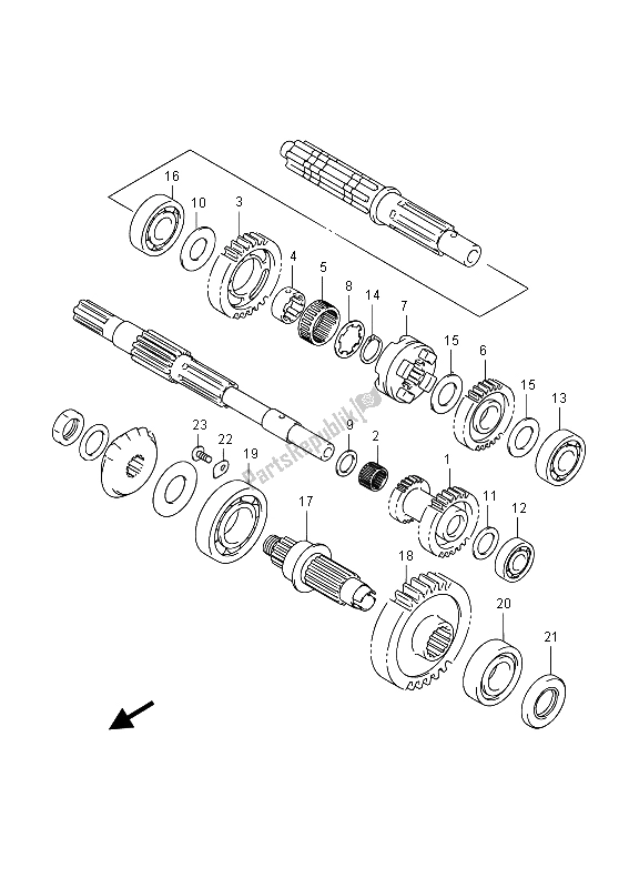 All parts for the Transmission (2) of the Suzuki LT F 400F Kingquad FSI 4X4 2015