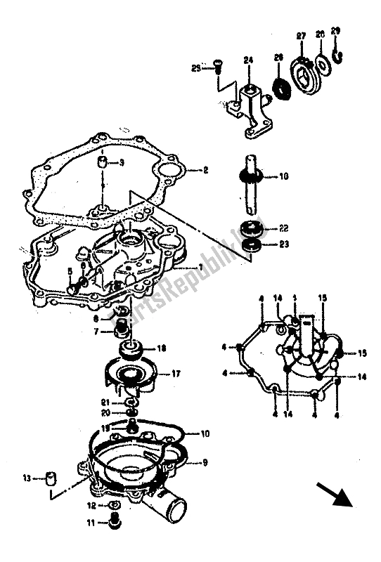 Toutes les pièces pour le Carter D'huile Et Pompe à Eau du Suzuki RG 500 Gamma 1986