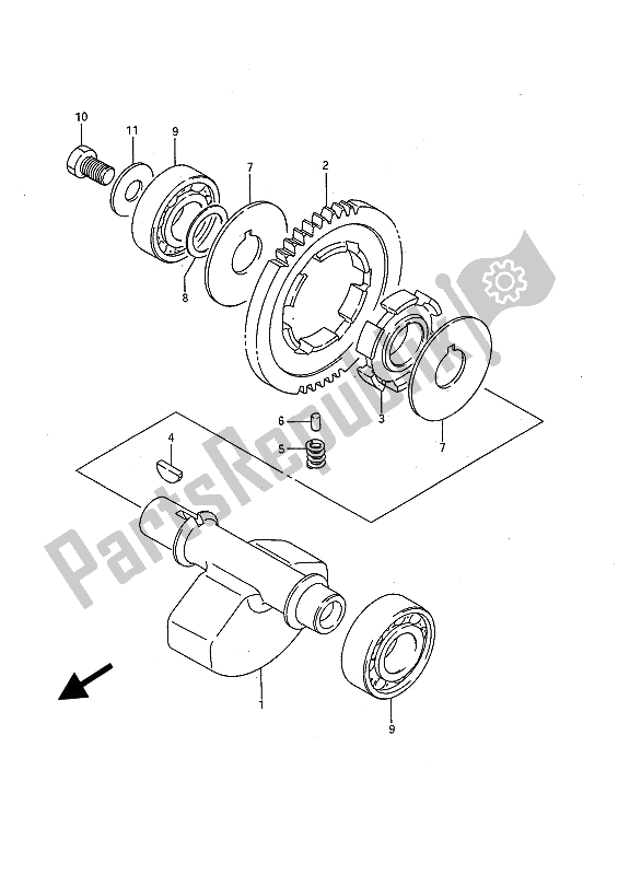 All parts for the Crank Balancer of the Suzuki LS 650 FP Savage 1988