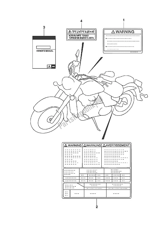 Todas as partes de Etiqueta (vl800ue E19) do Suzuki VL 800 Intruder 2016