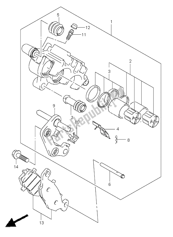 All parts for the Front Caliper of the Suzuki VL 800Z Volusia 2005