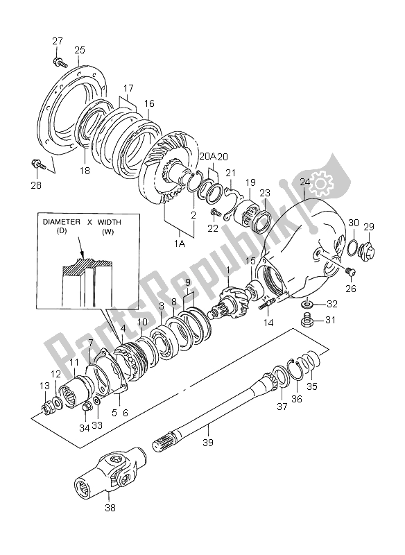 All parts for the Propeller Shaft & Final Drive Gear of the Suzuki VL 1500 Intruder LC 2001