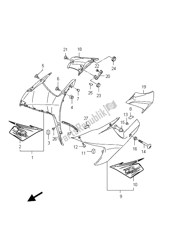 Toutes les pièces pour le Capotage Latéral (gsx-r600ue E21: Glr) du Suzuki GSX R 600 2012