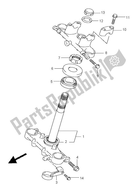 All parts for the Steering Stem (e3-e33) of the Suzuki DR Z 125 SW LW 2005