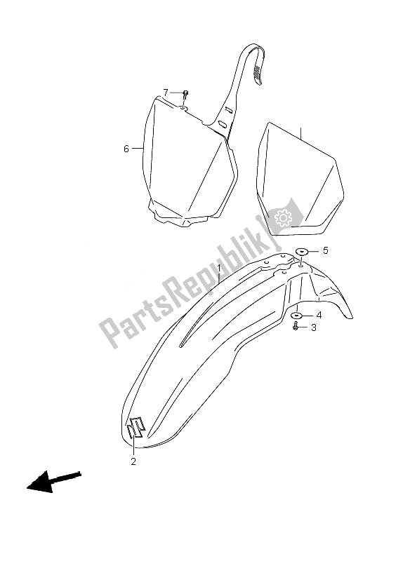 Tutte le parti per il Parafango Anteriore del Suzuki RM Z 250 2007