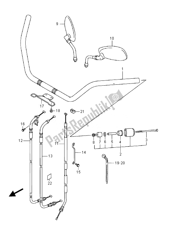 All parts for the Handlebar of the Suzuki VL 800 CT Intruder 2014