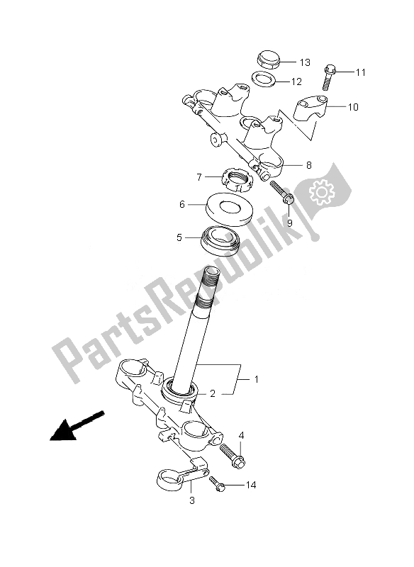 Tutte le parti per il Stelo Dello Sterzo (e33) del Suzuki DR Z 125 SW LW 2010