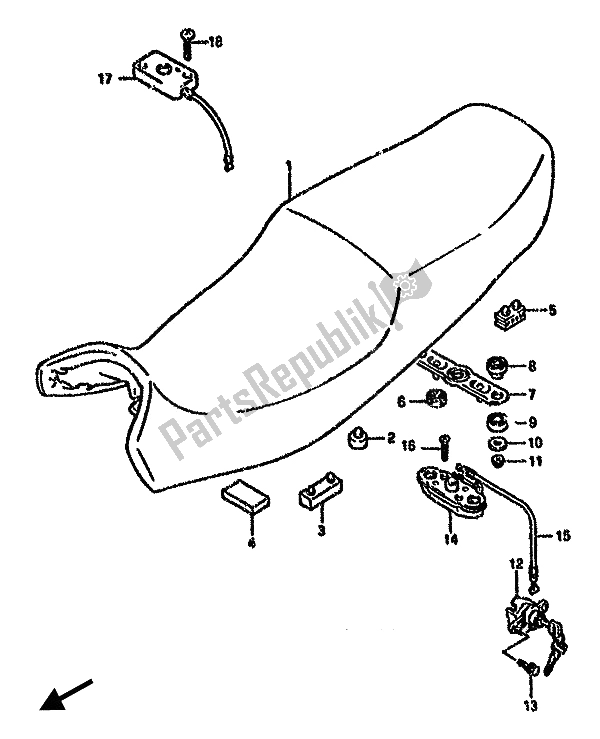 All parts for the Seat of the Suzuki GSX 750F 1989