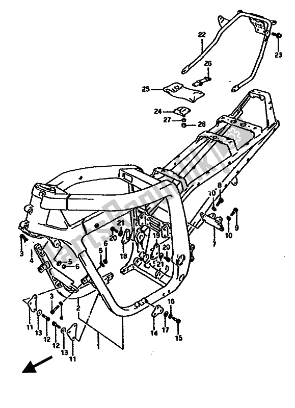 All parts for the Frame of the Suzuki GSX R 1100 1990